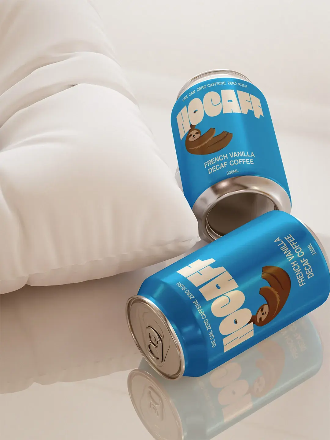 Nocaff Cans On Pillow
